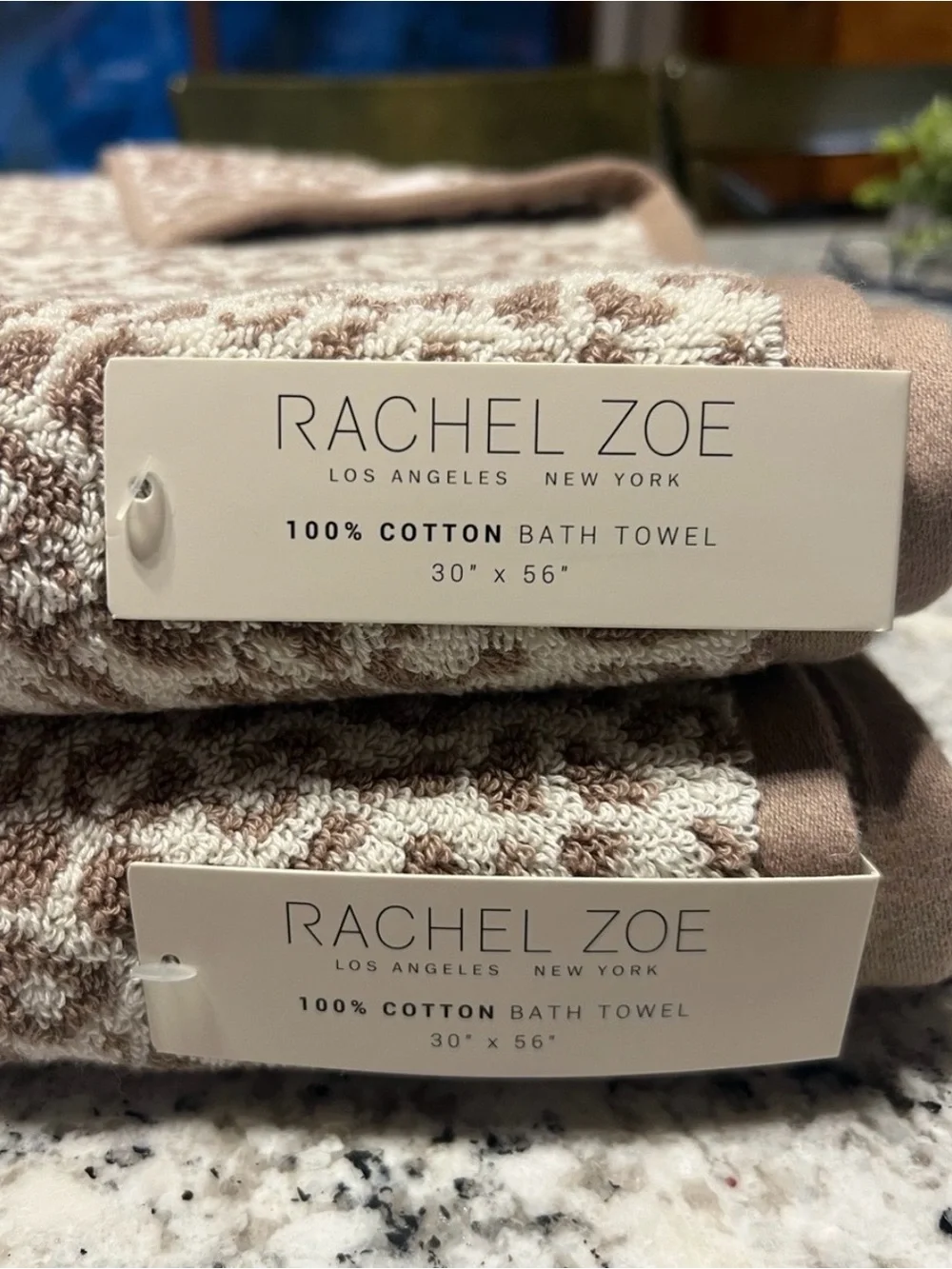 🤎🐆 NWT Rachel Zoe Leopard Bath Towels Set of 2 Animal Cheetah Print